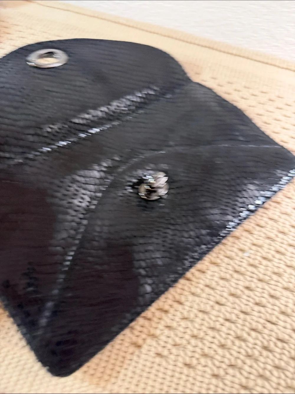 Sorial Black Textured Leather Envelope Clutch Crossbody Bag Removable Chain